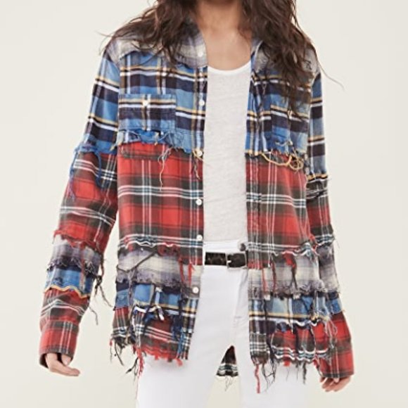 R13 Tops - R13 Plaid Pieced Shirt